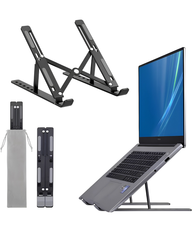 Speed X 18-Inch Folding Laptop Stand Black | Adjustable Portable Laptop Holder for Notebook, MacBook & Tablets