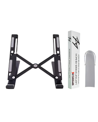 Speed X 18-Inch Folding Laptop Stand Black | Adjustable Portable Laptop Holder for Notebook, MacBook & Tablets