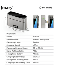 Jmary MW-15 2.4G Wireless Microphone for Mobile Type-C | Dual Lavalier Mic