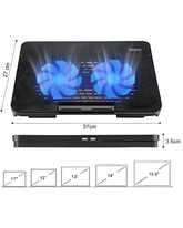 Speed X N99 Dual Fan Laptop Cooling Pad | RGB LED Light Dual USB Port Adjustable Stand for Gaming Laptop