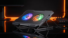 Speed X N99 Dual Fan Laptop Cooling Pad | RGB LED Light Dual USB Port Adjustable Stand for Gaming Laptop