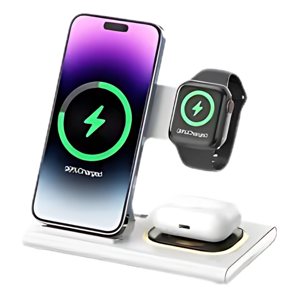4-in-1 Foldable Wireless Charging Station with LED Night Light – Fast Charging Hub for Apple & Android