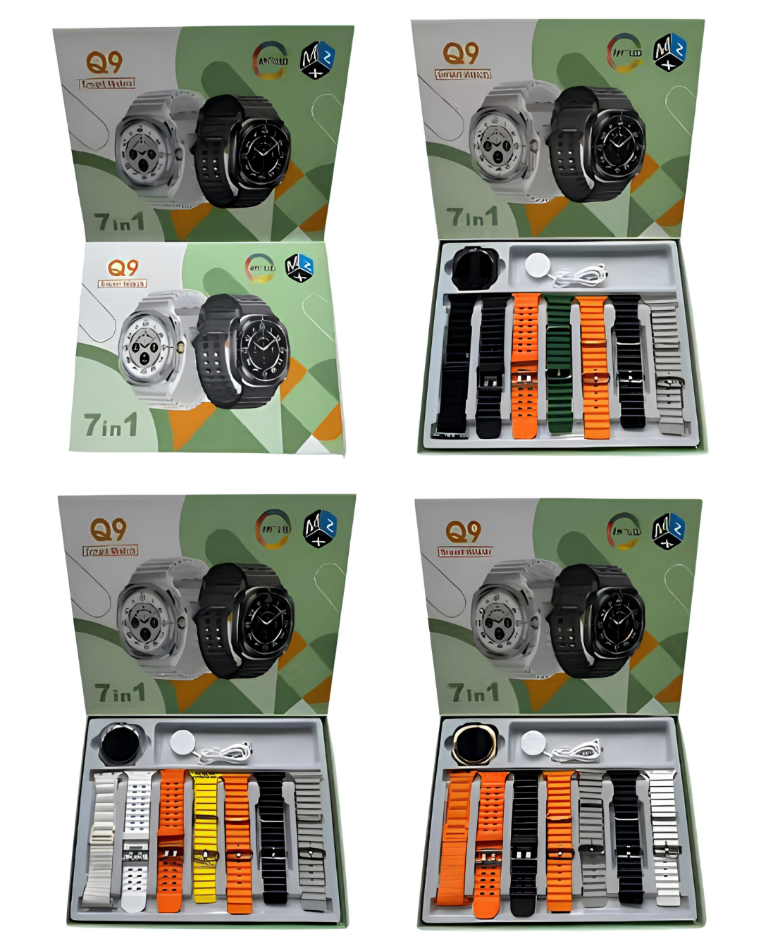 Q9 7-in-1 Smart Watch Round AMOLED Display Bluetooth Calling Fitness Watch