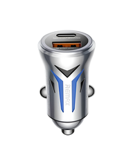 Remax CC06 36W Zinc Alloy Illuminated Fast Car Charger | Dual USB & USB-C PD Car Adapter