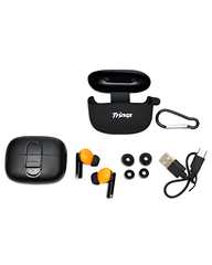 Trinex Wireless Earbuds – Premium Sound | Fast Charging | Bluetooth 5.3 | Orange & Black Edition