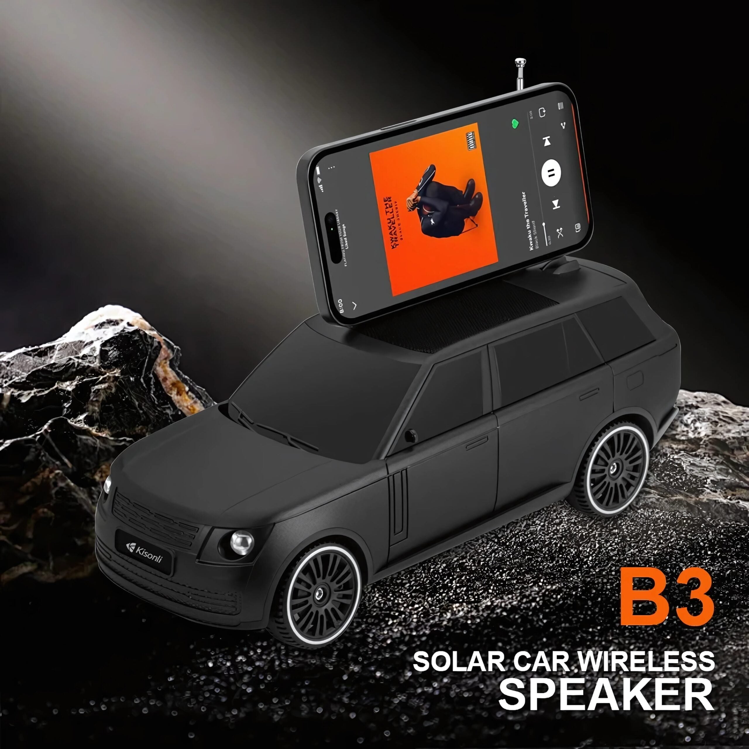 Kisonli B3 Car Bluetooth Speaker – Solar/Wireless Charging – T&S Traders