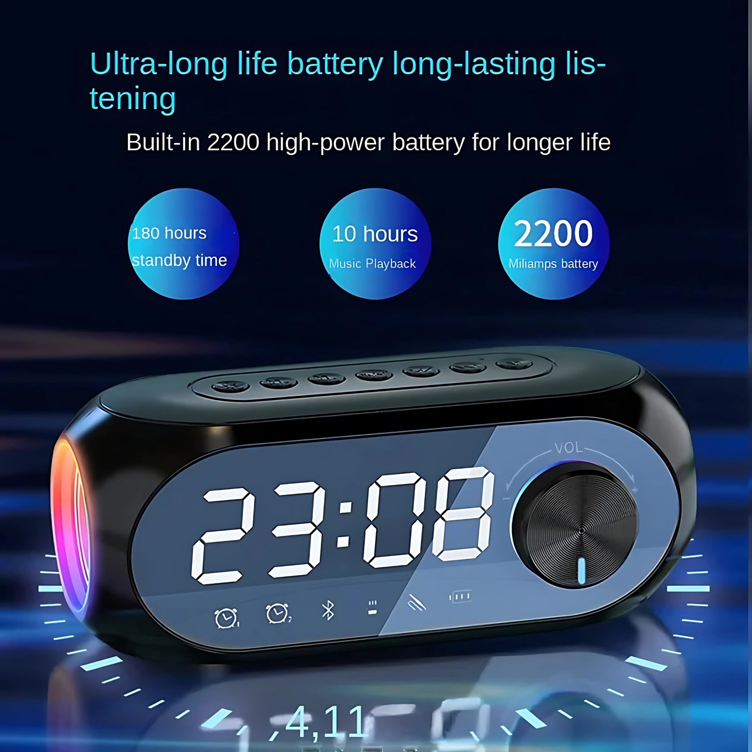 Kisonli LP-2S RGB Alarm Clock Speaker – Bluetooth 5.0, TF/FM – T&S Traders