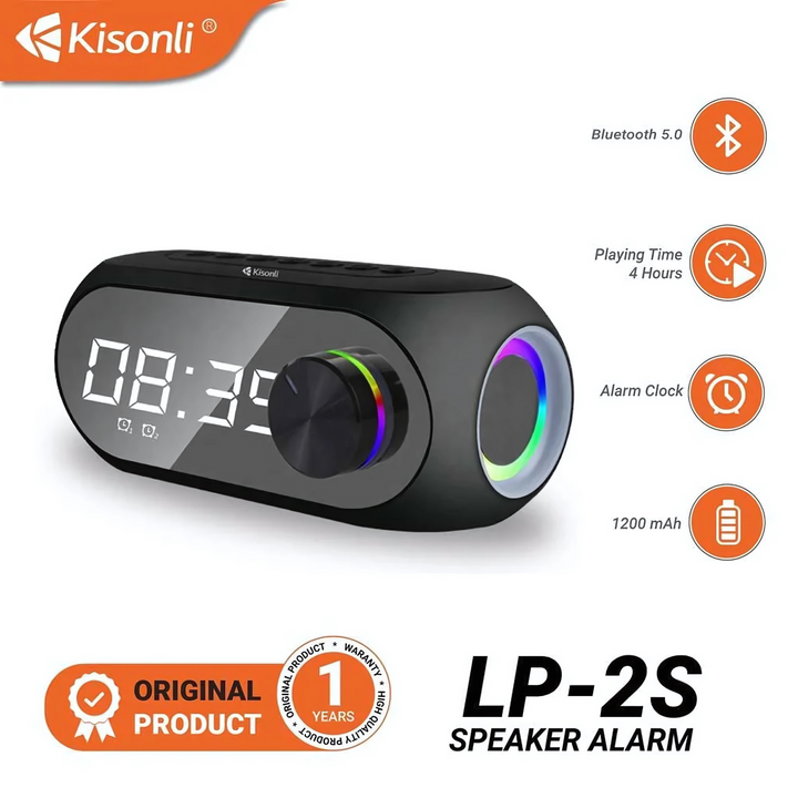 Kisonli LP-2S RGB Alarm Clock Speaker – Bluetooth 5.0, TF/FM – T&S Traders