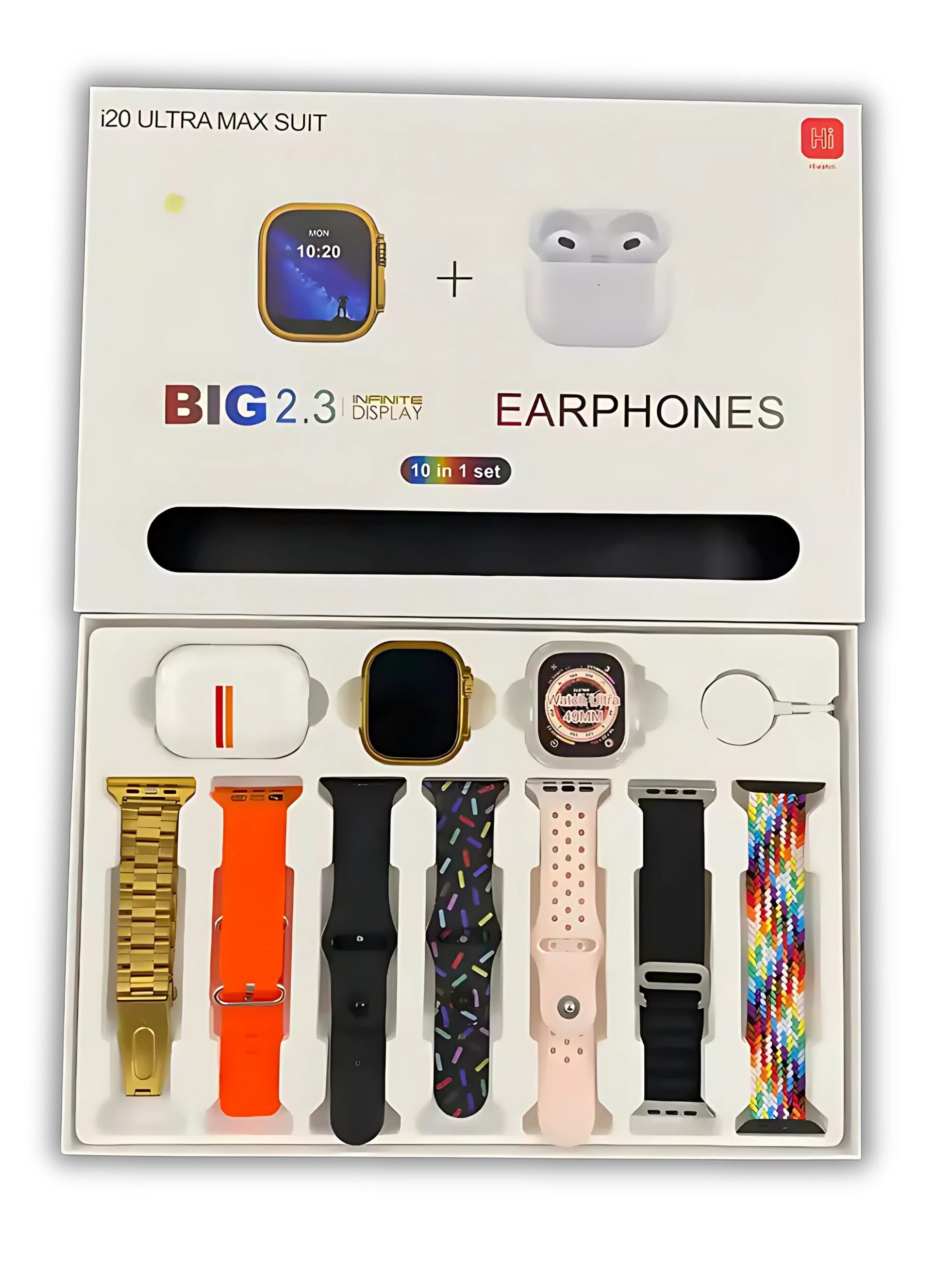 i20 Ultra Max Suit with AirPods – Smartwatch + Earbuds Bundle – T&S Traders