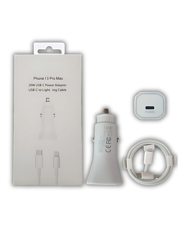 iPhone 20W Car Charger with MFi Cable – Fast Charging Kit – T&S Traders