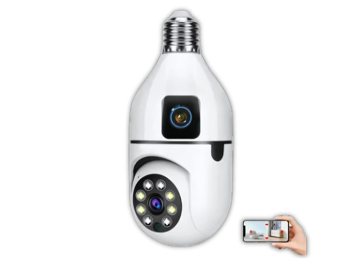 Bulb WiFi Dual 2 Lens Camera – 1080P HD, 360° View, Night Vision – T&S Traders