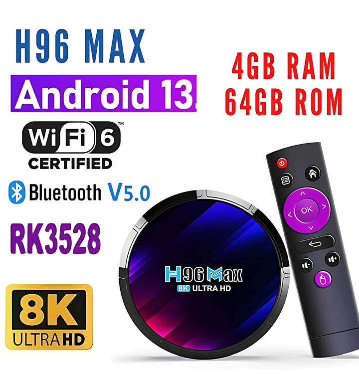 H96 Max Android TV Box 13.0 – 4GB/64GB, 4K Streaming – T&S Traders