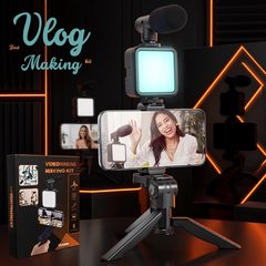 AY-49 Vlogging Kit Tripod Stand with Triple Light Setup | Video Making Kit for YouTube & Reels
