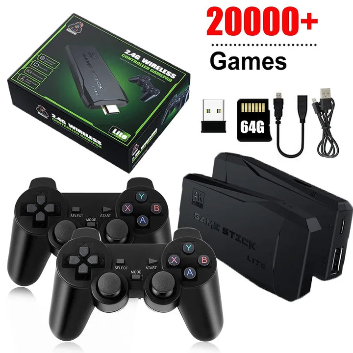 M8 Game Stick 4k with Dual Wireless Controllers and 20000 Games