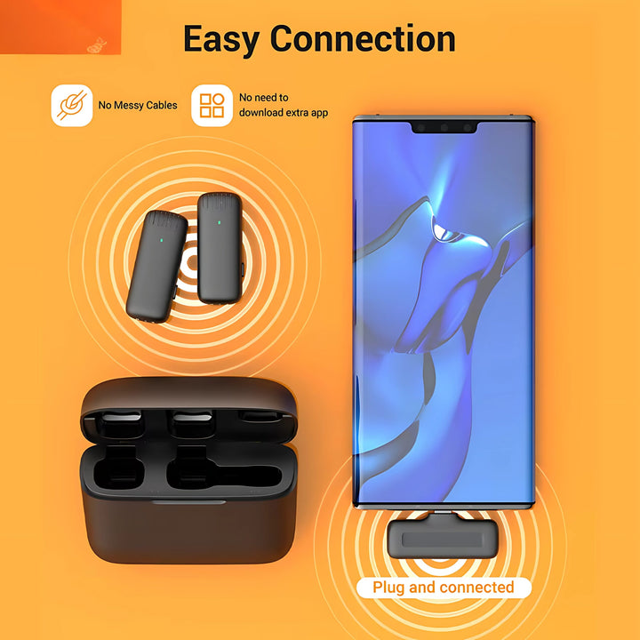 J13 Wireless Lavalier Microphone with Charger Case Portable Audio Video Receiver Mini Mic For iPhone
