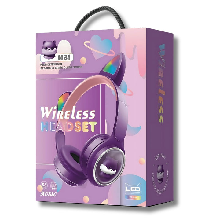 M31 Cat Ear Kids Bluetooth Headphones - Wireless &amp; Wired (Pink/Blue/Black) | T&S Traders