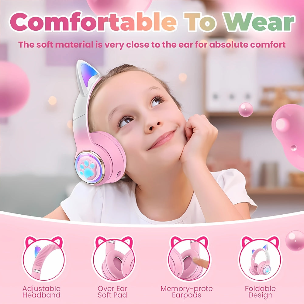 M31 Cat Ear Kids Bluetooth Headphones - Wireless &amp; Wired (Pink/Blue/Black) | T&S Traders