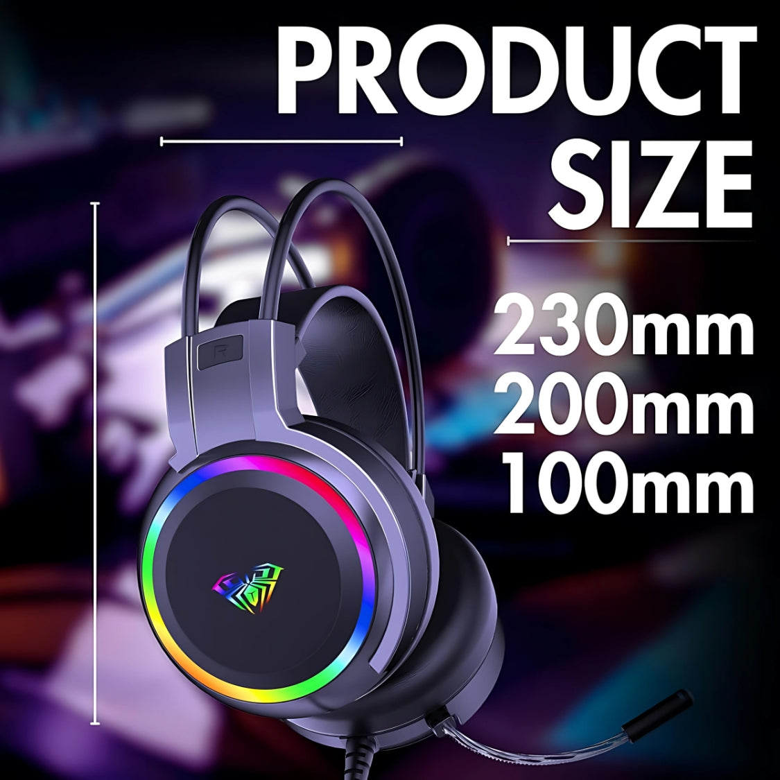 AULA S608 RGB Gaming Headset – 50mm Drivers, Noise-Canceling Mic – T&S Traders