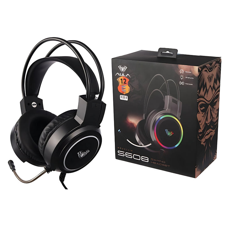 AULA S608 RGB Gaming Headset – 50mm Drivers, Noise-Canceling Mic – T&S Traders