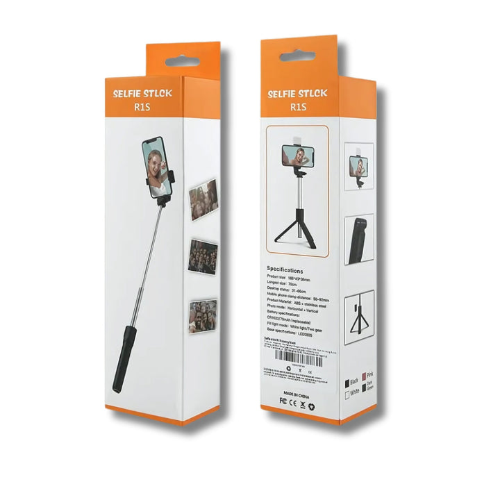 R1s Bluetooth Selfie Sticks with Remote and Selfie Light, 3-in-1 Multifunctional Selfie Stick Tripod Stand Mobile Stand Compatible with All Phones