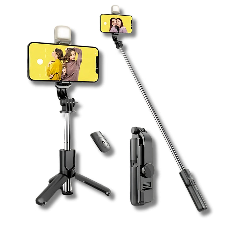 R1s Bluetooth Selfie Sticks with Remote and Selfie Light, 3-in-1 Multifunctional Selfie Stick Tripod Stand Mobile Stand Compatible with All Phones