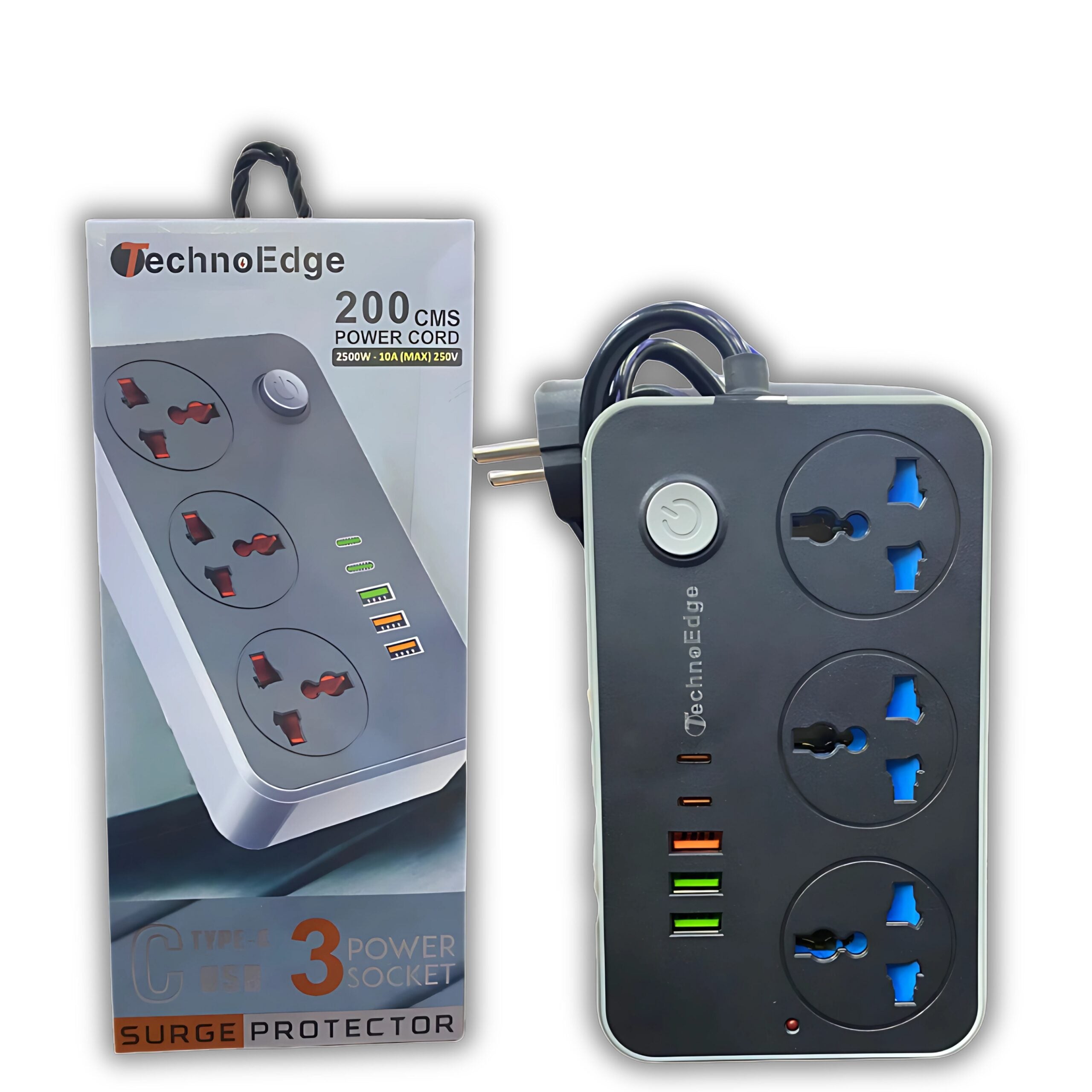 TechnoEdge Power Extension Board – 3 USB + 2 Type-C + 3 Sockets | Fast Charging – T&S Traders"